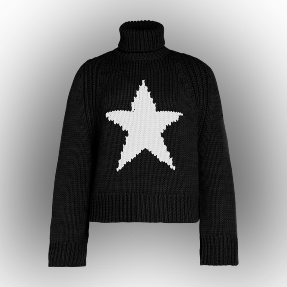 Goldbergh Beauty Knit Star Sweater in Black with White Star Wool Blend - Picture 4 of 10